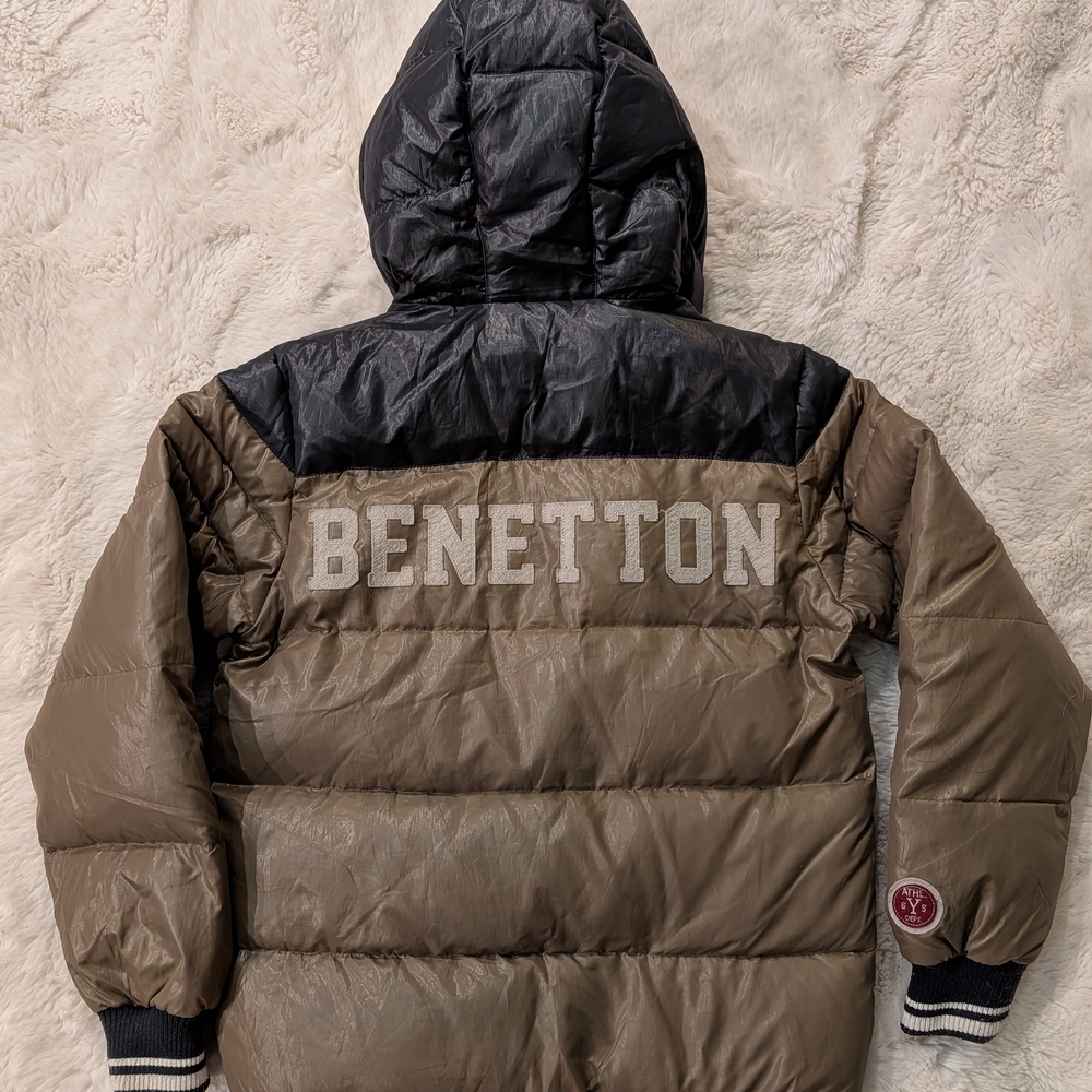 United Colors Of Benetton Men's Black and Brown Hooded Puffer Jacket